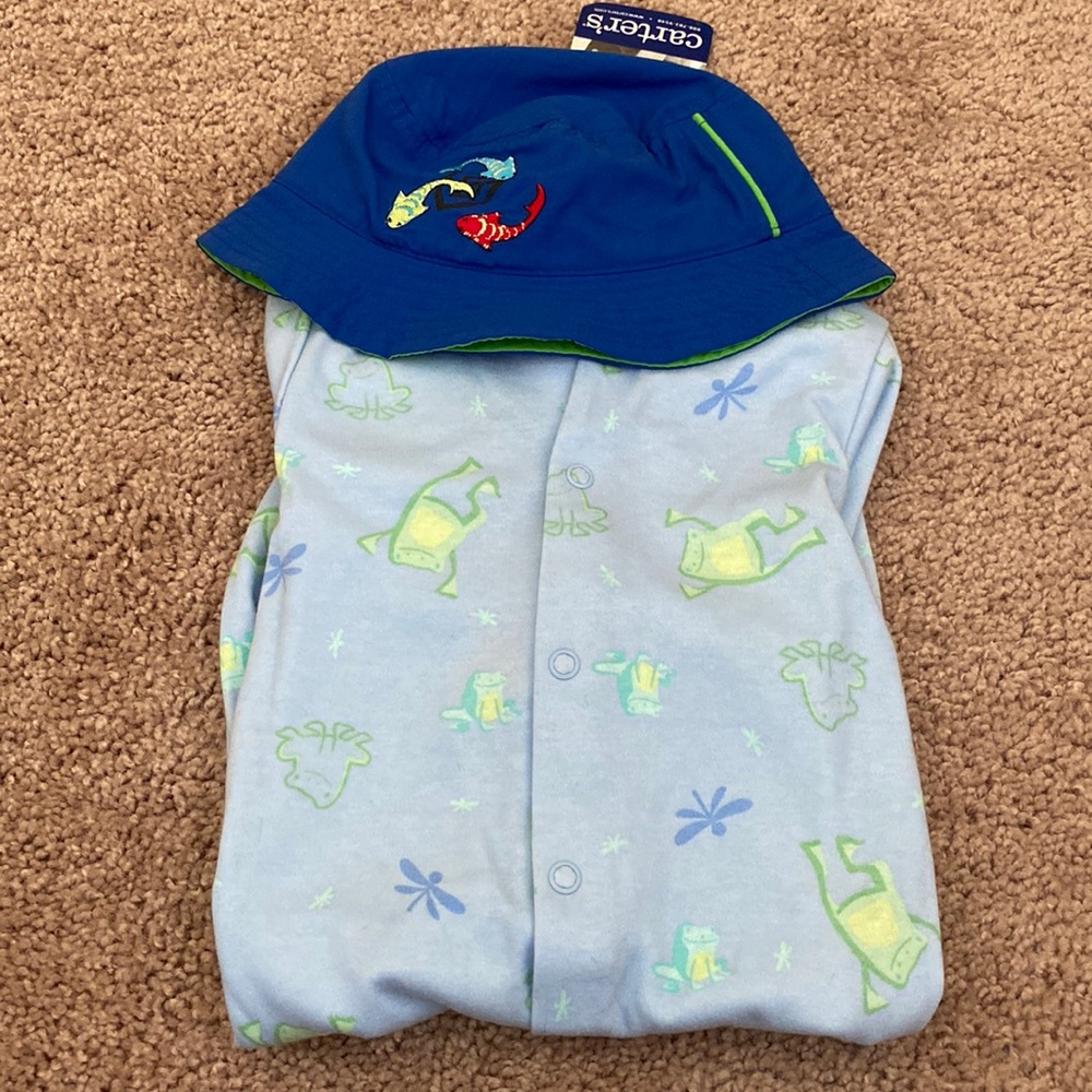 Carters Baby Onesie and Bucket Hat